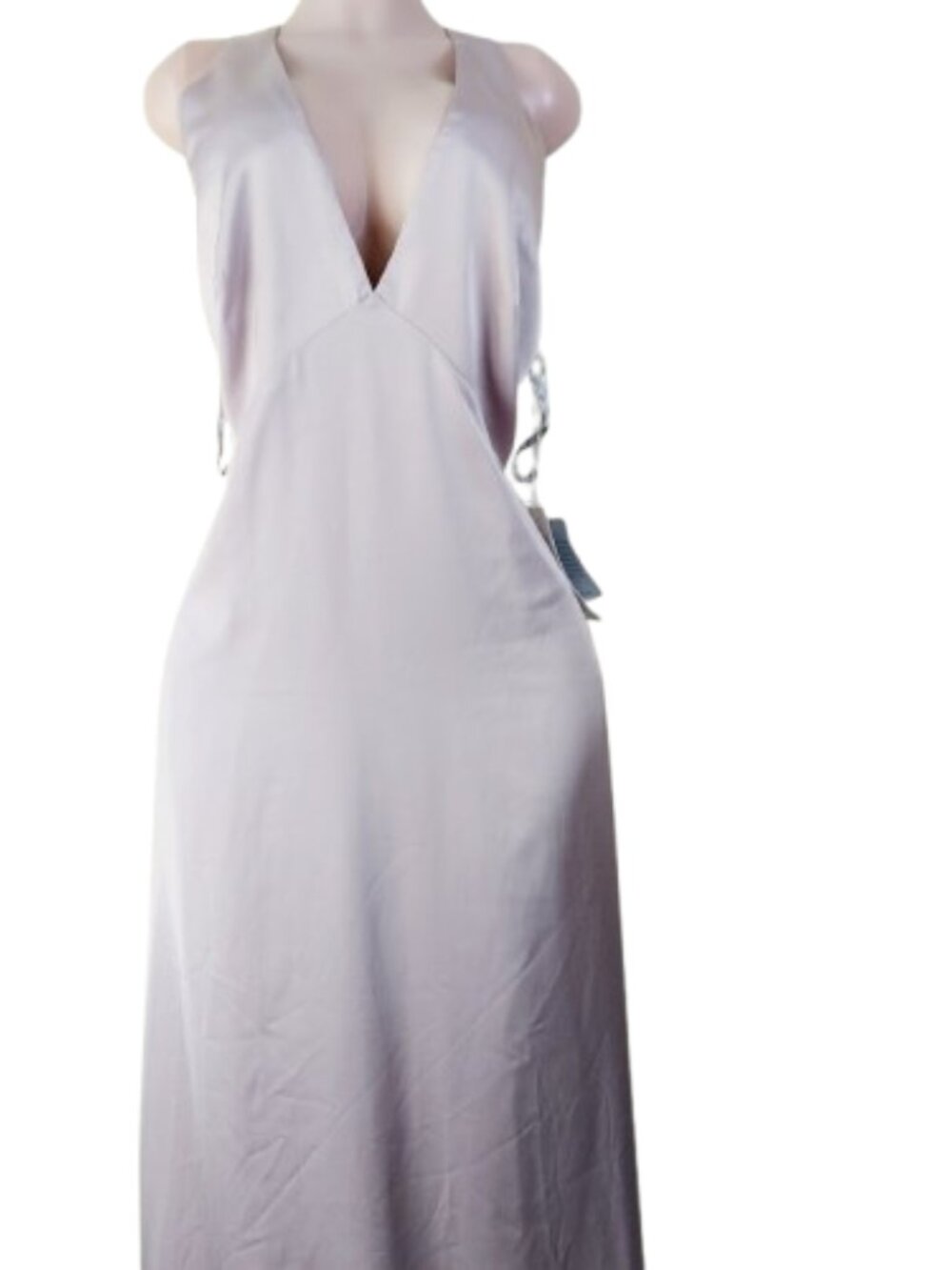 Monique Lhuillier Women's Rose Pink V-Neck Satin Bridesmaid MAxi Dress Size 16